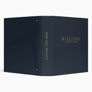 Simple Minimalist Gold Navy Blue Personalized Binder
