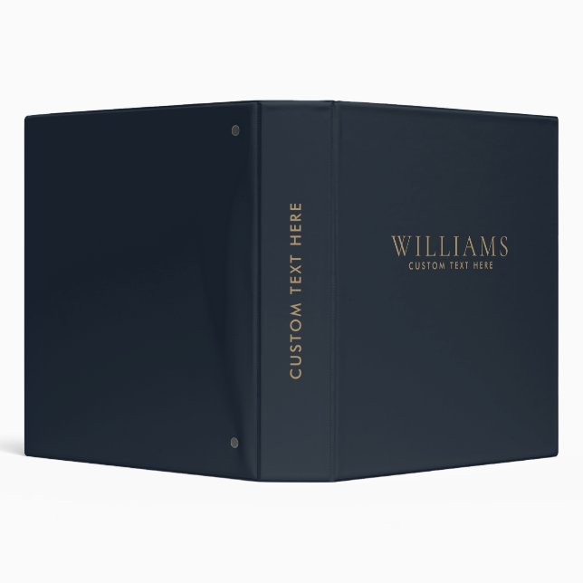 Simple Minimalist Gold Navy Blue Personalized  Binder (Background)