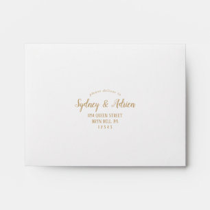 Simple Minimalist Gold Self-Addressed Frame RSVP Envelope
