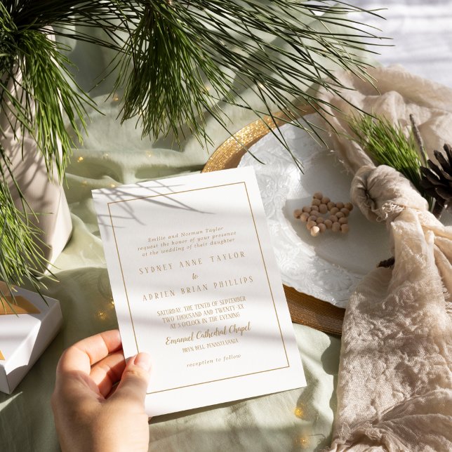 Simple Minimalist|Gold Traditional Frame Wedding  Invitation (Creator Uploaded)