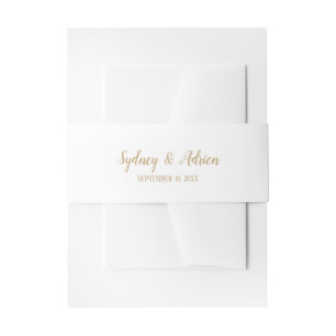Simple Minimalist Gold Wedding Invitation Belly Band