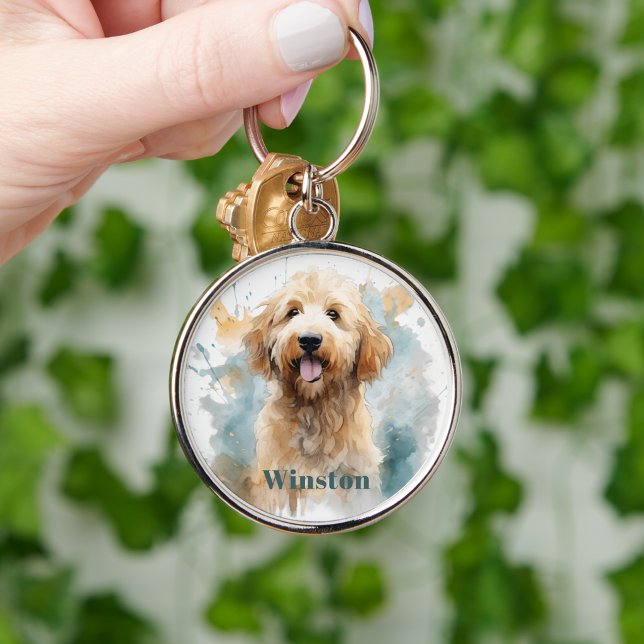 Simple Minimalist Goldendoodle Pet Dog Keepsake  Keychain (Creator Uploaded)