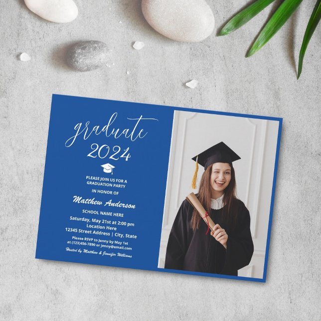 Simple Minimalist Graduate 2024 Graduation Photo Invitation (Creator Uploaded)