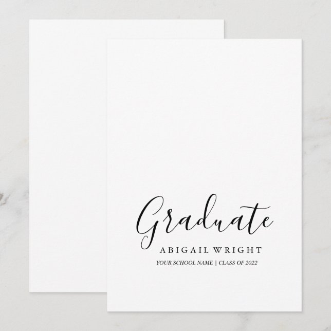 Simple Minimalist Graduate Graduation Announcement (Front/Back)