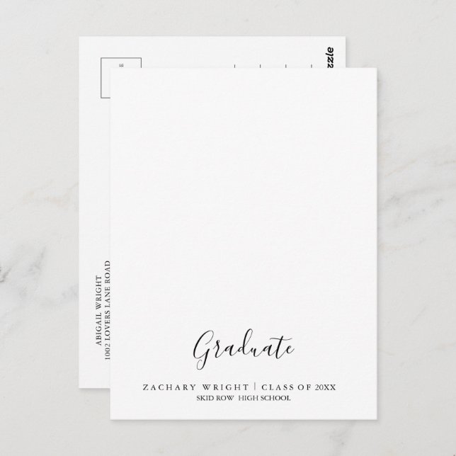 Simple Minimalist Graduation Graduate Thank You   Postcard (Front/Back)