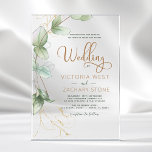 Simple Minimalist Green Leaf Eucalyptus Wedding Acrylic Invitations<br><div class="desc">Announce your special event with the Modern Minimalist Green Leaf Eucalyptus Acrylic Invitation. Designed with a fresh eucalyptus leaf motif and a sleek, transparent acrylic base, this invitation embodies modern elegance and simplicity. Perfect for weddings, baptisms, or milestone celebrations, the minimalist layout and delicate greenery create a timeless and sophisticated...</div>