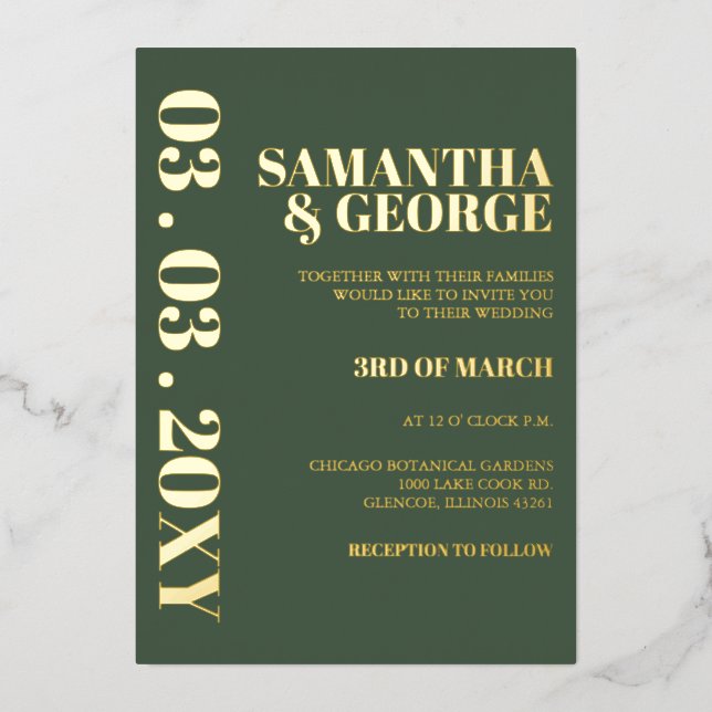 Simple Minimalist Green Modern Wedding (Front)