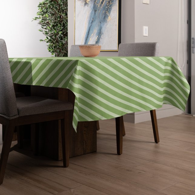 Simple Minimalist Green Striped Whimsical Fun Tablecloth (Festive whimsy green striped simple tablecloth. )