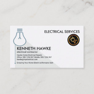 Simple Minimalist Grey Light Bulb Electrician Business Card