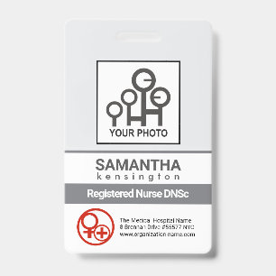 Simple Minimalist Grey Lines Staff Nurse Photo ID Badge