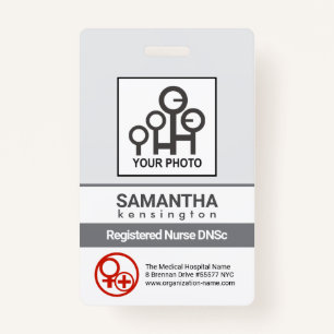 Simple Minimalist Grey Lines Staff Nurse Photo ID Badge