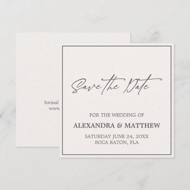 Simple Minimalist Grey Typography  Save The Date (Front/Back)