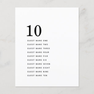 Simple Minimalist Guest Names Table Number