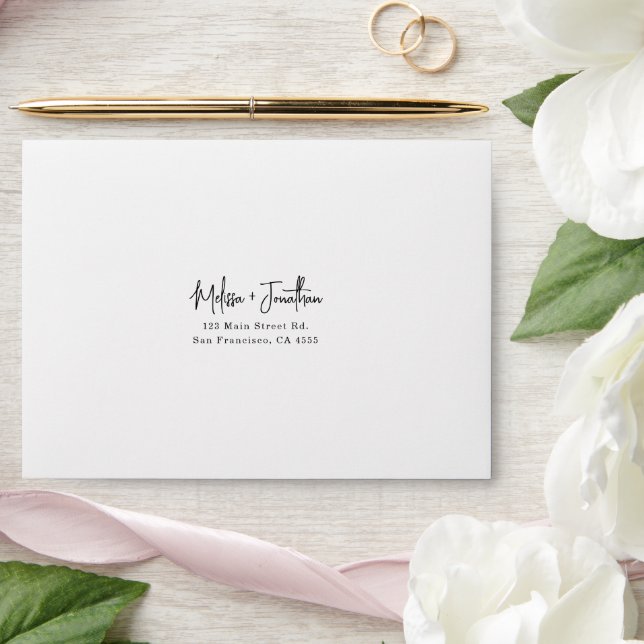 Simple Minimalist Hand-Lettered Script Wedding Envelope (Wedding)