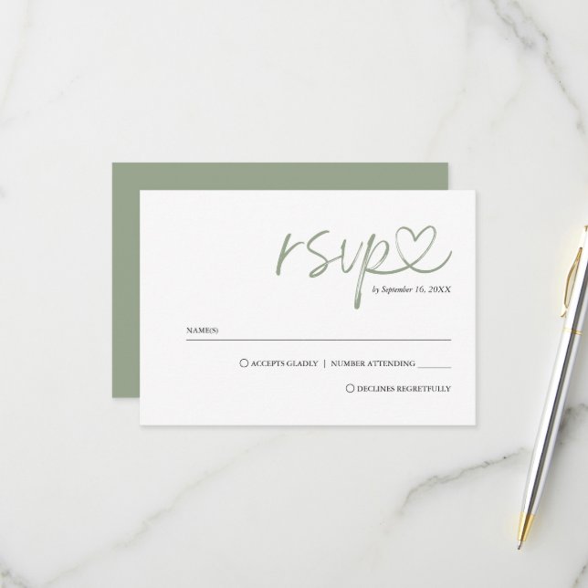 Simple Minimalist Handwritten Script Wedding RSVP Card (Front/Back In Situ)