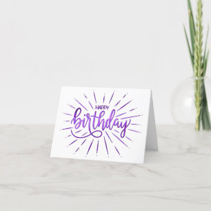 Simple Minimalist Happy Birthday Purple Rays Card