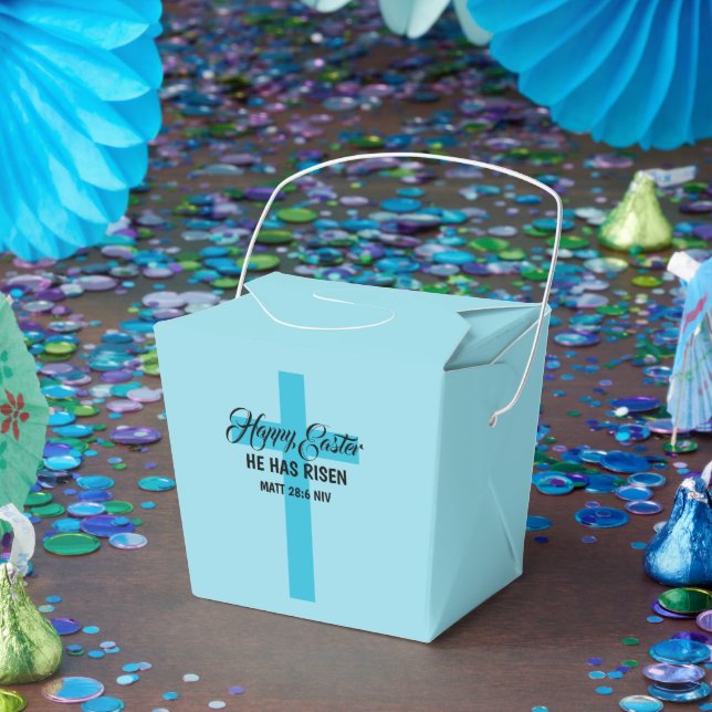 Simple Minimalist Happy Easter Light Blue Cross Favor Box (Party)