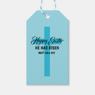 Simple Minimalist Happy Easter Light Blue Cross Gift Tags