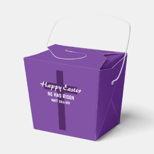 Simple Minimalist Happy Easter Royal Purple Cross Favor Box