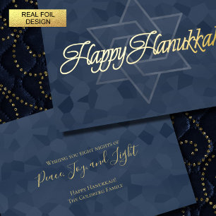 Simple Minimalist Happy Hanukkah  Foil Holiday Card