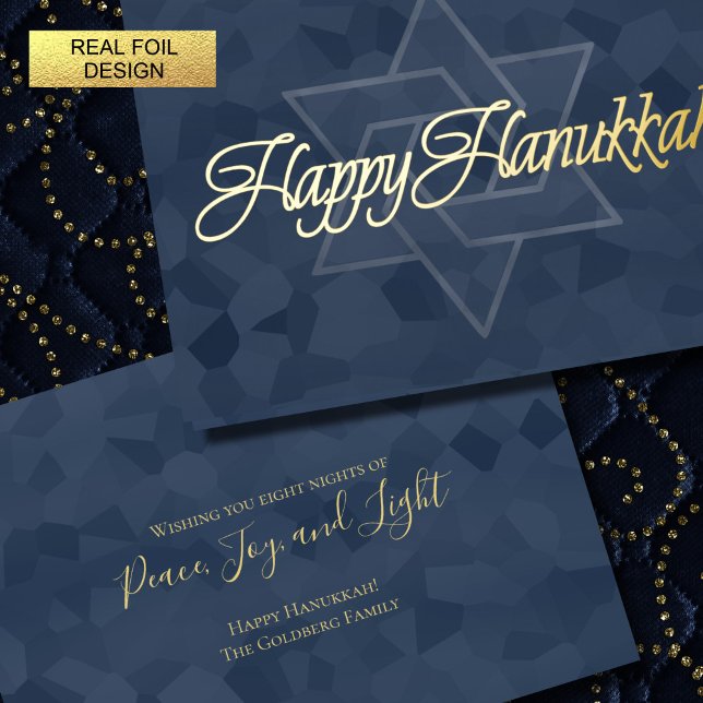 Simple Minimalist Happy Hanukkah  Foil Holiday Card (Creator Uploaded)