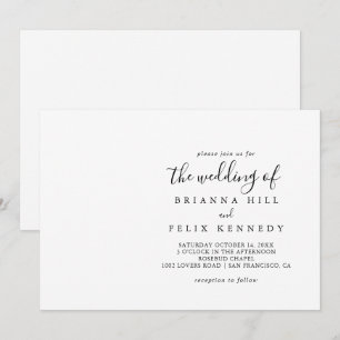 Simple Minimalist Horizontal Wedding Invitation