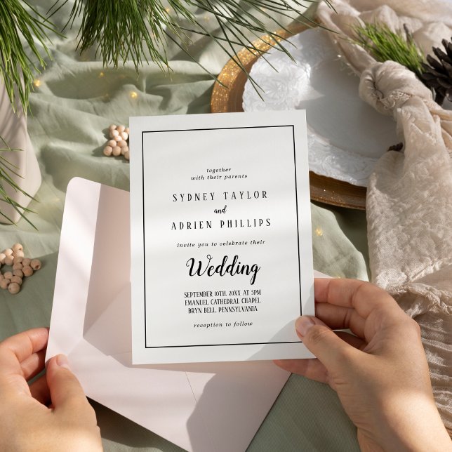 Simple Minimalist Informal Frame Wedding Invitation (Creator Uploaded)