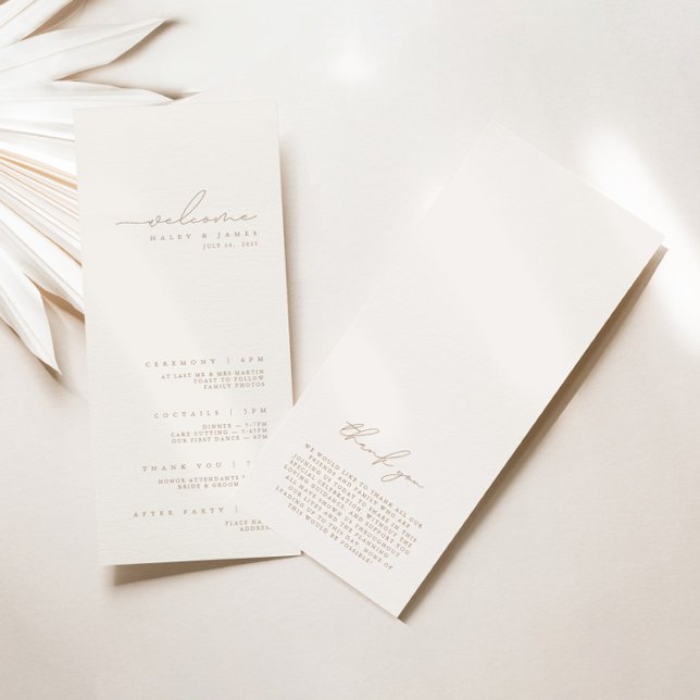 Simple Minimalist Ivory & Beige Wedding Program (Creator Uploaded)