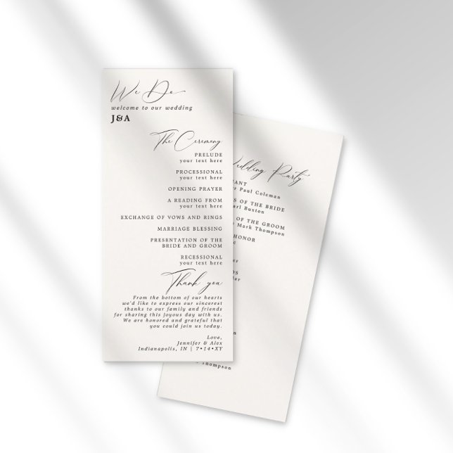 Simple Minimalist Ivory Cream Wedding Program (Creator Uploaded)