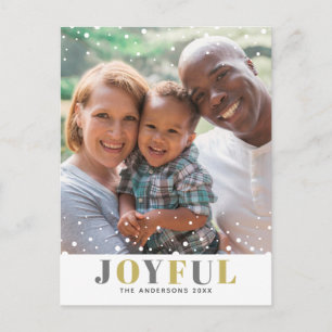 Simple Minimalist Joyful Photo Holiday Postcard