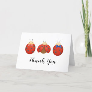 Simple Minimalist Ladybug Family Baby Shower Thank You Card