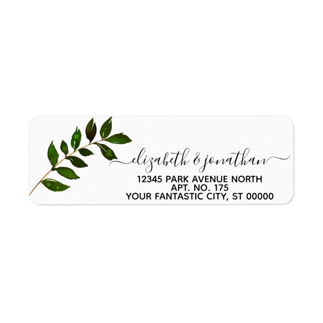 Simple Minimalist Leaf Foliage Wedding (Front)