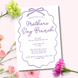 Simple Minimalist Lilac Bow Mother's Day Brunch Invitation