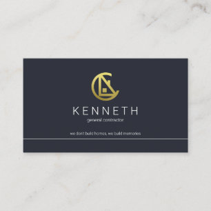 Simple Minimalist Line Border Construction Builder Business Card
