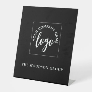 Simple Minimalist Logo Name Black Pedestal Sign