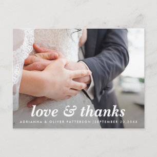 Simple Minimalist Love And Thanks Script Photo Postcard