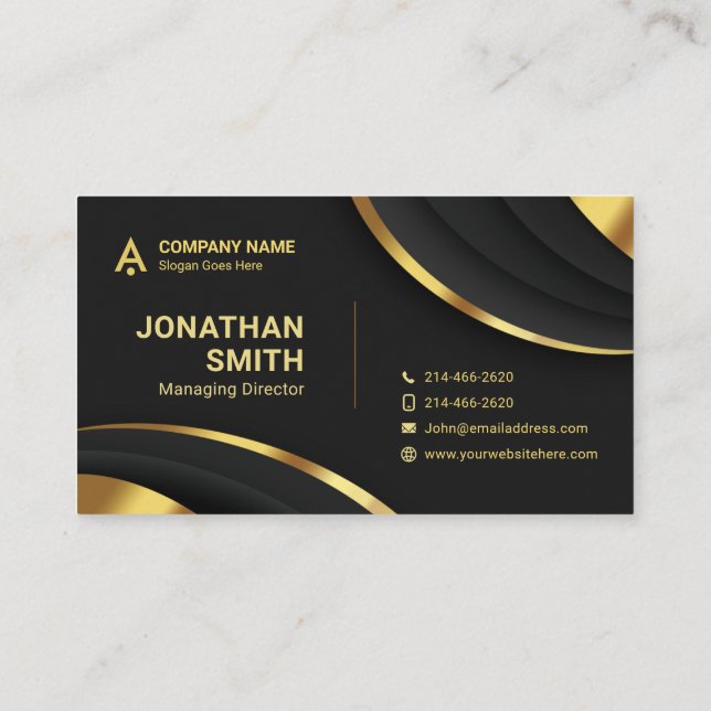 Simple Minimalist, luxury, Premium, black, gold Business Card (Back)