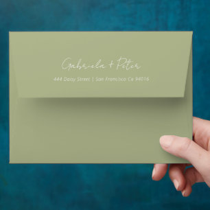 Simple Minimalist Mint Green Modern Wedding Envelope