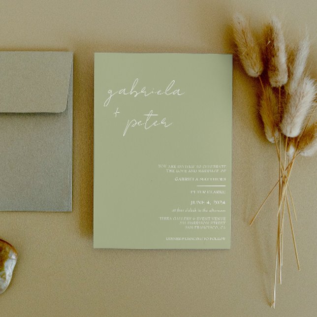 Simple Minimalist Mint Green Modern Wedding Invitation (Creator Uploaded)