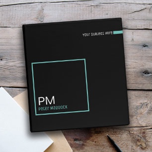Simple Minimalist Modern Black and Blue Binder