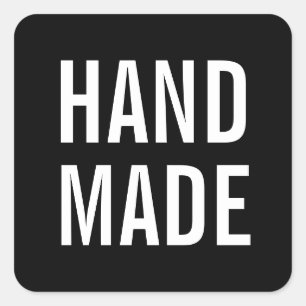 Simple minimalist modern black handmade business square sticker