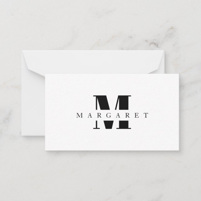 Simple Minimalist Modern Black Monogram Card (Front)