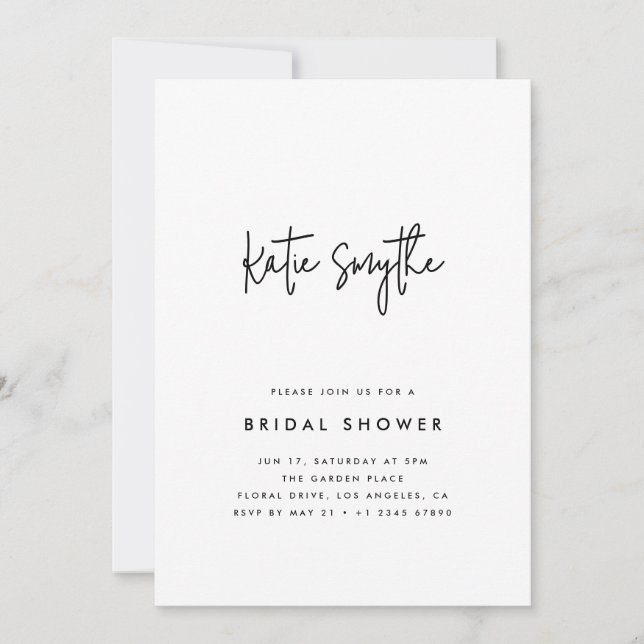 Simple Minimalist Modern Bridal Shower Invitation (Front)