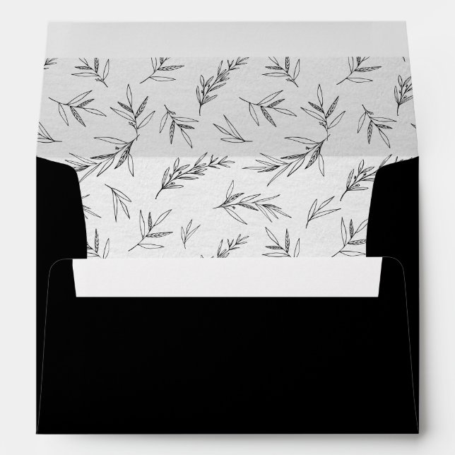 Simple Minimalist Modern Eucalyptus Olive Wedding  Envelope (Back (Bottom))