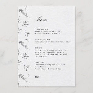 Simple Minimalist Modern Eucalyptus Olive Wedding Menu