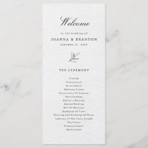 Simple Minimalist Modern Eucalyptus Olive Wedding Program