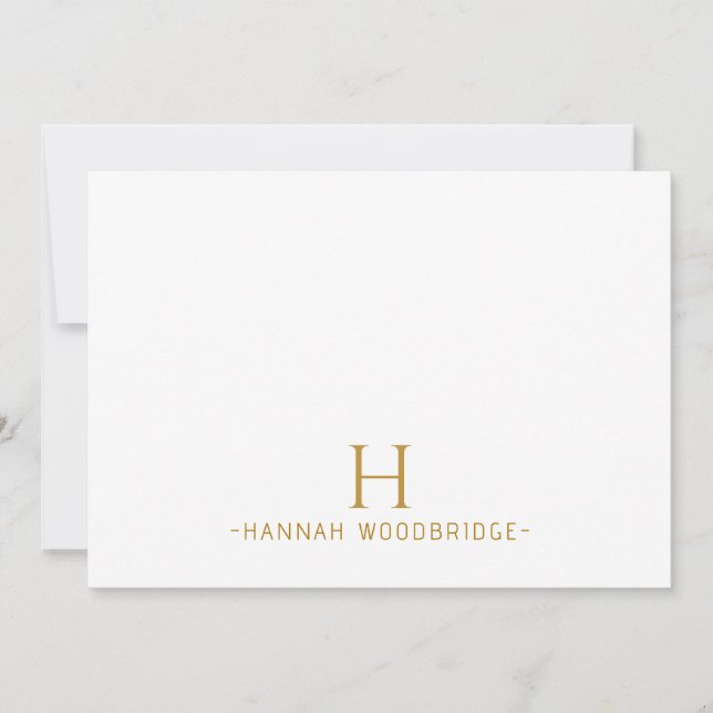 Simple Minimalist Modern Gold Monogram Card (Front)