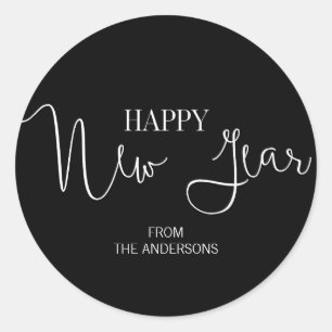 Simple Minimalist Modern Happy New Year's Classic Round Sticker