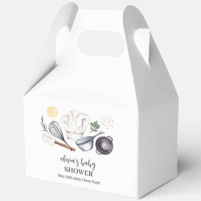 Simple Minimalist Modern Little Chef Baby Shower  Favor Box (Back)