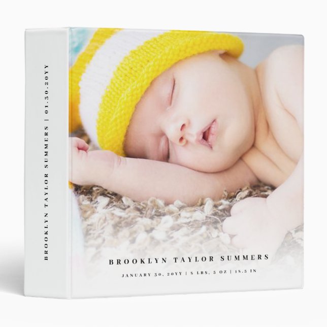 Simple Minimalist Modern New Baby First Year Photo Binder (Front/Spine)
